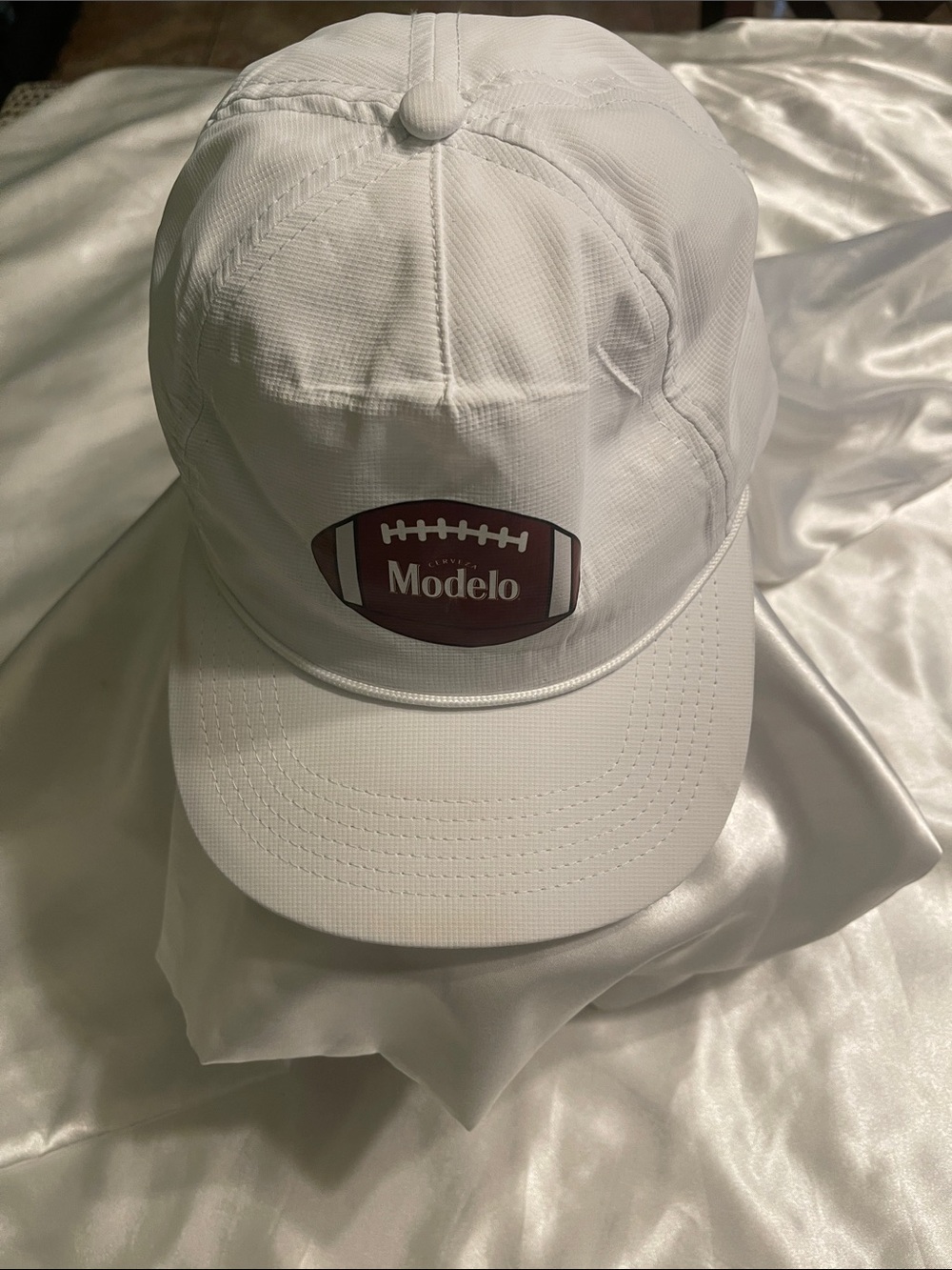 Modelo White Football Logo Baseball Cap